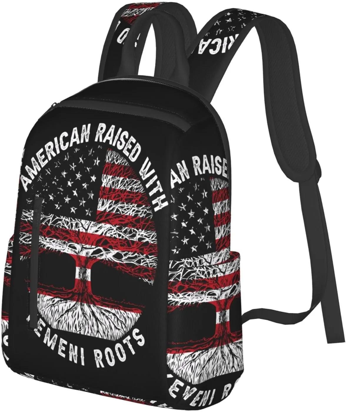 American Yemen Flag Yemeni Roots Casual Laptop Backpack Travel Rucksack Sports Daypack Adjustable Strap Bags with Multi-Pockets for Working Running Camping