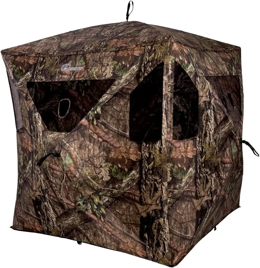 Ameristep Brickhouse 3-Person Easy Set-Up Low-Noise Hunting Camouflage Ground Blind, Mossy Oak Break Up Country