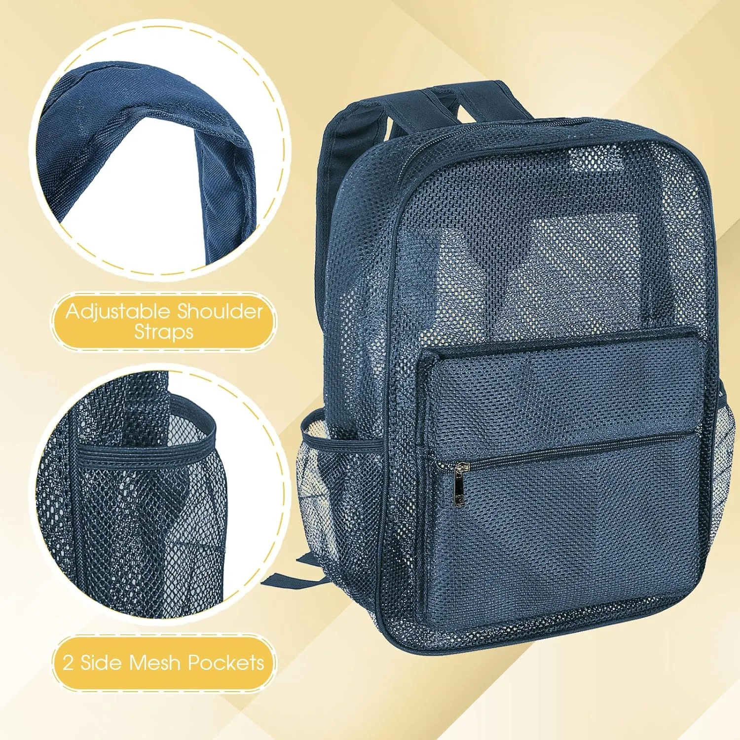 Amylove 6 Pcs Mesh Backpacks Bulk 17 Inch See Through Backpack in Bulk Heavy Duty Beach Bag for Sports Travel (Colorful)