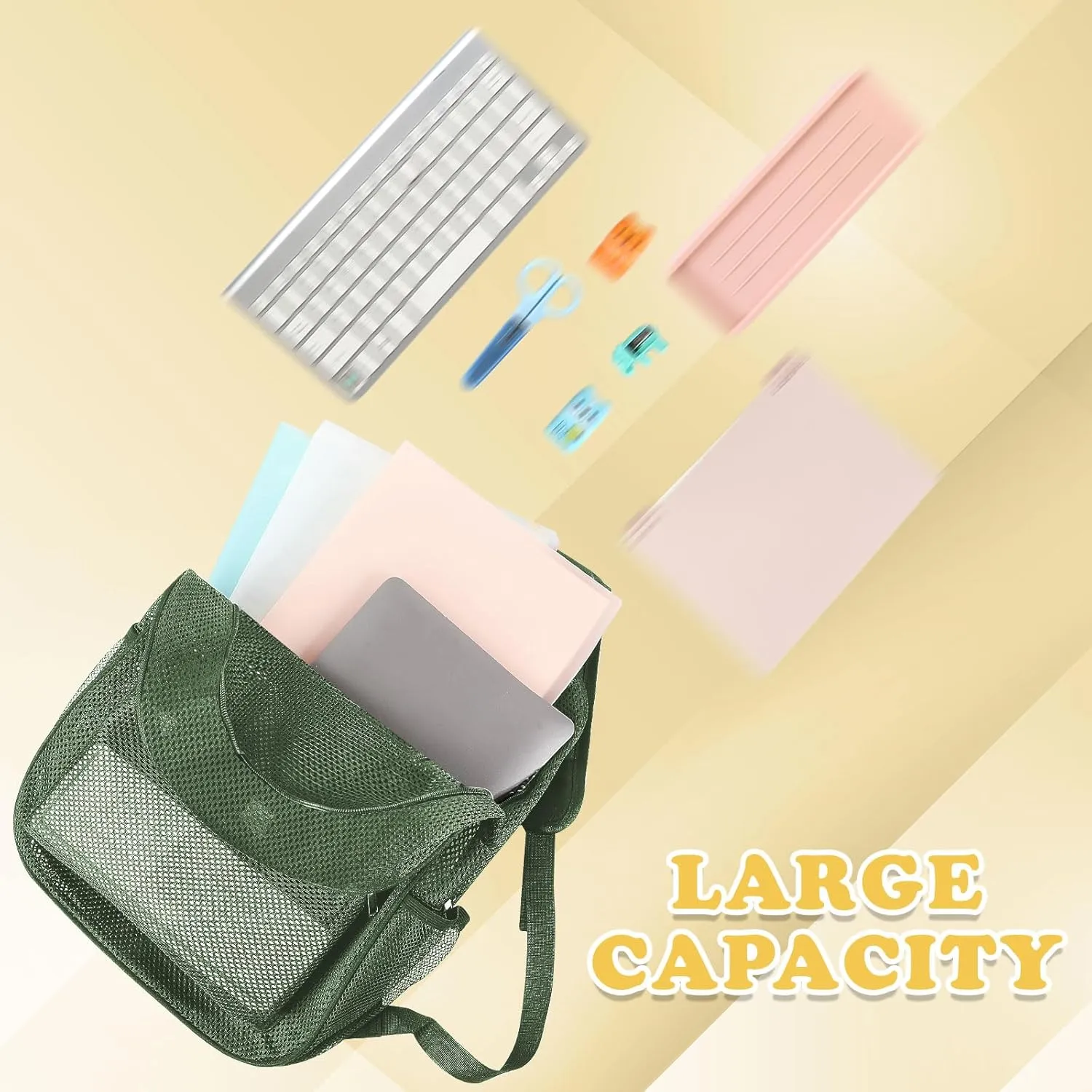 Amylove 6 Pcs Mesh Backpacks Bulk 17 Inch See Through Backpack in Bulk Heavy Duty Beach Bag for Sports Travel (Colorful)