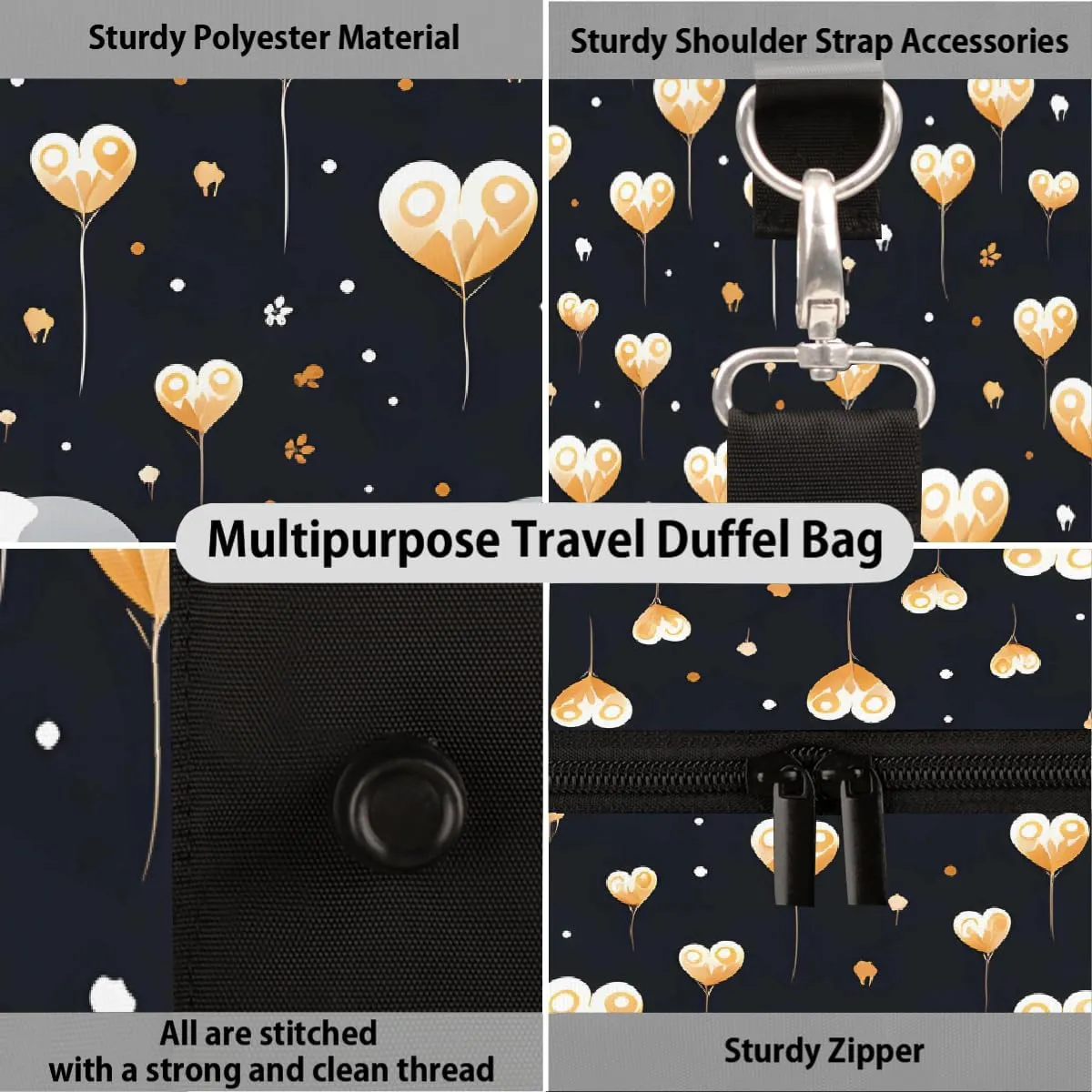 Animal Elephant Love Travel Duffel Bag for Women Men Small Sport Gym Bag Waterproof Weekender Overnight Lightweight Carry on Foldable Gym Bag for Training Swim Yoga Traveling Handbag