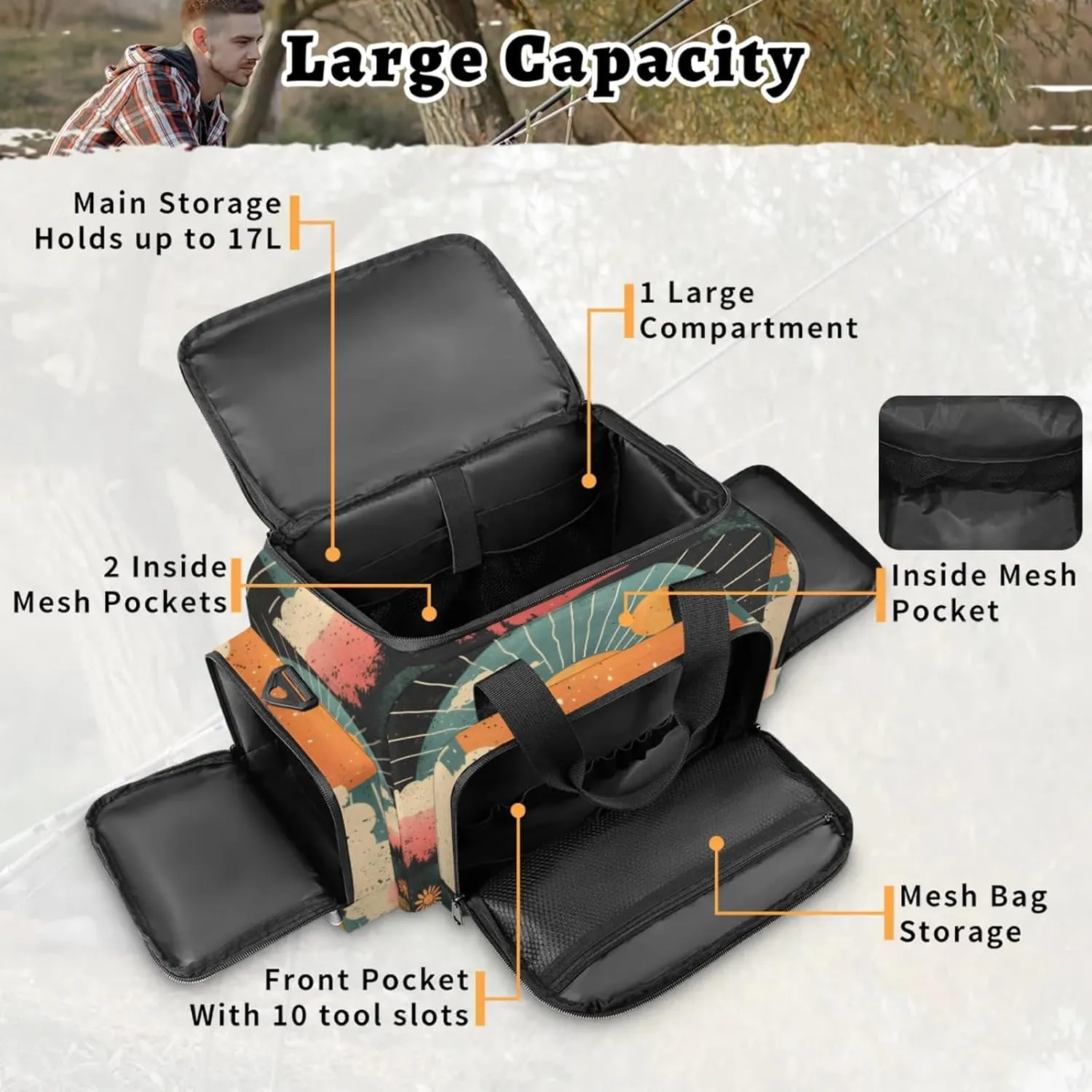 Anti-Scratch Duffle Bag for Travel 25x17.7x11.2 Inch - Waterproof Duffel Bag for Camping Fitness, Durable EMS Gear for First Responders Sunrise Print