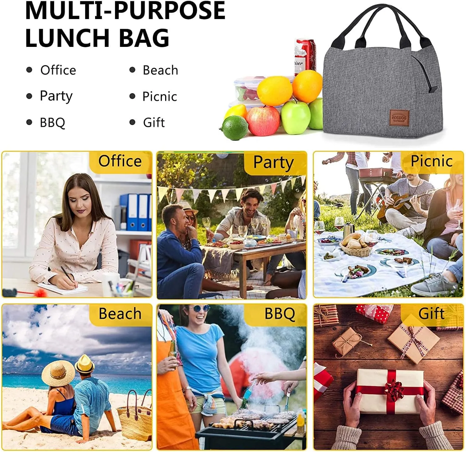 Aosbos Insulated Lunch Bags for WomenLunch Box for Women Meal Prep Container Lunchbox Cooler Bag for Work Lunch Bags for Adult Lunch Box Lunch Tote Lunchboxes