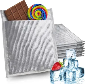 APQ Thermal Mailers 10 x 10.5, Metallic Foam Thermal Bags for Cold and Hot Food 25 Pack, Lightweight Self-Seal Disposable Insulated Bags, Leakproof Insulated Shipping Bags for Food, Fruits, Vegetables