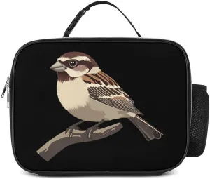 Arctic Sparrow Birds Lunch Bag for Women Cooler Bags Tote Meal Box with Side Pocket Large Detachable