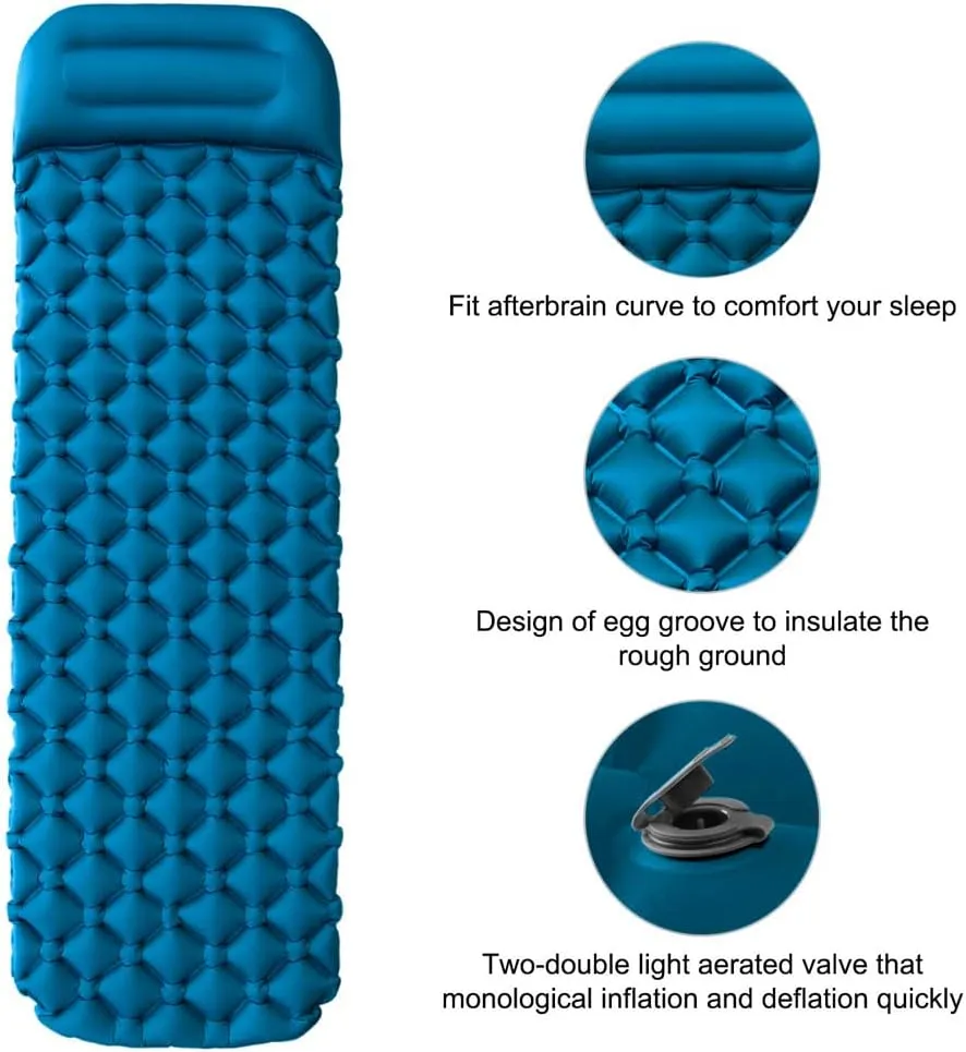 Army Green Foldable Camping Air Mattress Inflatable Sleeping Pad Air Mattress Cushion Sofa Bed for Great Outdoors