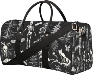 Art Cool Skull Travel Duffel Bag for Women Men Small Sport Gym Bag Waterproof Weekender Overnight Lightweight Carry on Foldable Gym Bag for Training Swim Yoga Traveling Handbag