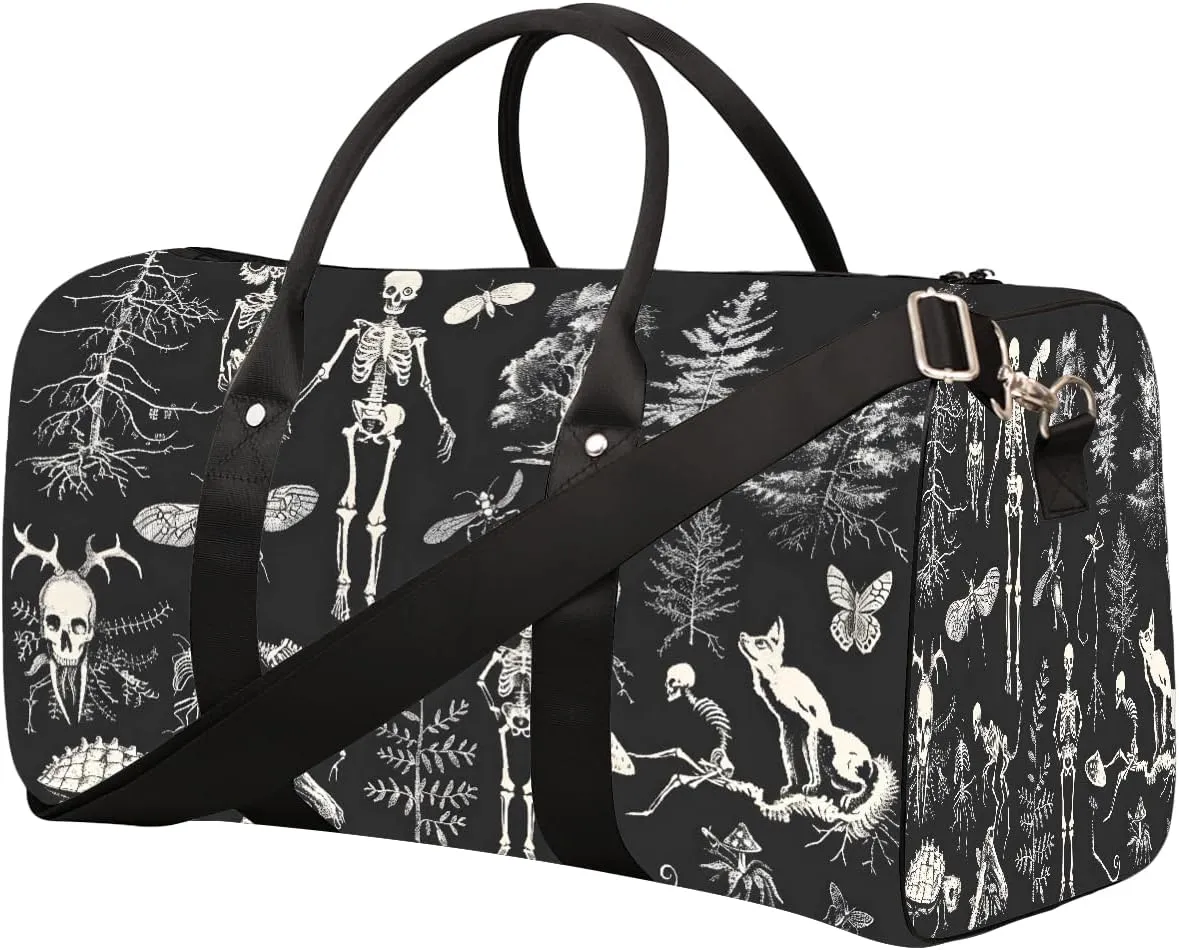 Art Cool Skull Travel Duffel Bag for Women Men Small Sport Gym Bag Waterproof Weekender Overnight Lightweight Carry on Foldable Gym Bag for Training Swim Yoga Traveling Handbag