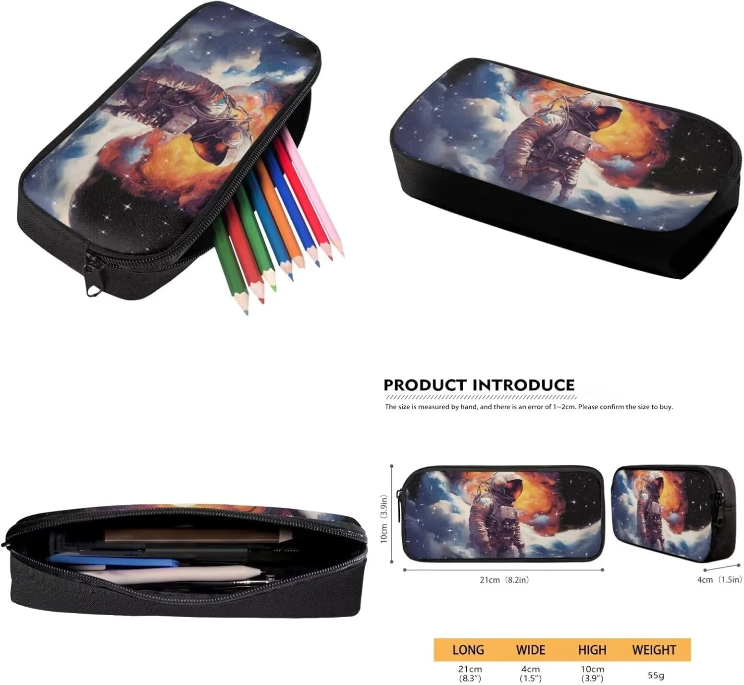 Astronaut Backpack School Bag for Kids Boys 12 Inch School Backpack and Lunch Box Pencil Case Penbag 3 Pieces Set Kids Toddler Preschool Elementary School Bookbag Daypack Rucksack