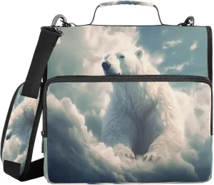 ATTX Polar Bears Painting Zipper Binder with Adjustable Padded Strap - 3 Ring 500 Sheet Capacity Binder Bag with Multi-Pocket Organizer, Fits 12 Inch Laptop#345