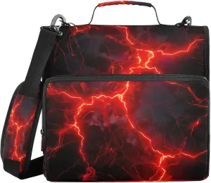 ATTX Red Lightning Zipper Binder with Adjustable Padded Strap - 3 Ring 500 Sheet Capacity Binder Bag with Multi-Pocket Organizer, Fits 12 Inch Laptop#2