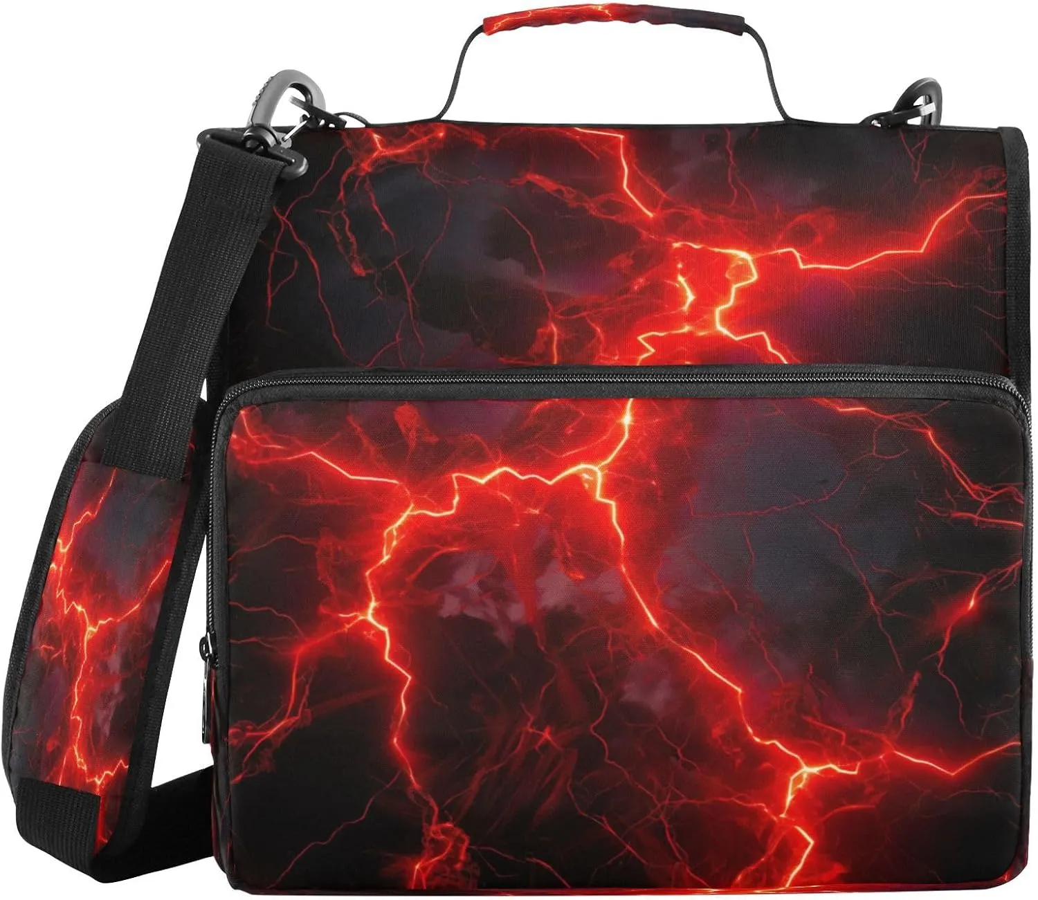 ATTX Red Lightning Zipper Binder with Adjustable Padded Strap - 3 Ring 500 Sheet Capacity Binder Bag with Multi-Pocket Organizer, Fits 12 Inch Laptop#2