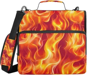 ATTX Seamless Flames Zipper Binder with Adjustable Padded Strap - 3 Ring 500 Sheet Capacity Binder Bag with Multi-Pocket Organizer, Fits 12 Inch Laptop#511