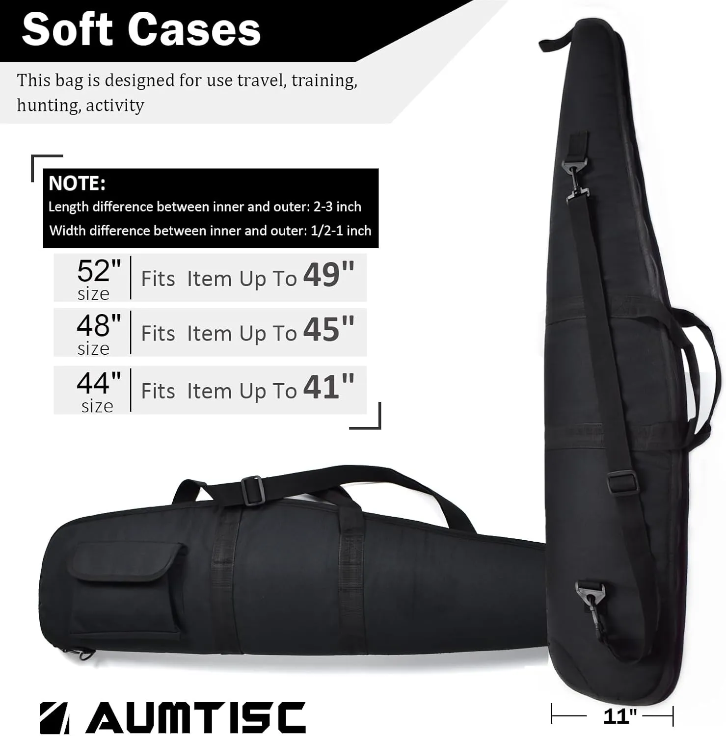 AUMTISC Soft Rifle Gun Case, 41/45/49 Inch Shotgun Carrying Bag for Scoped Rifles with Adjustable Shoulder Sling