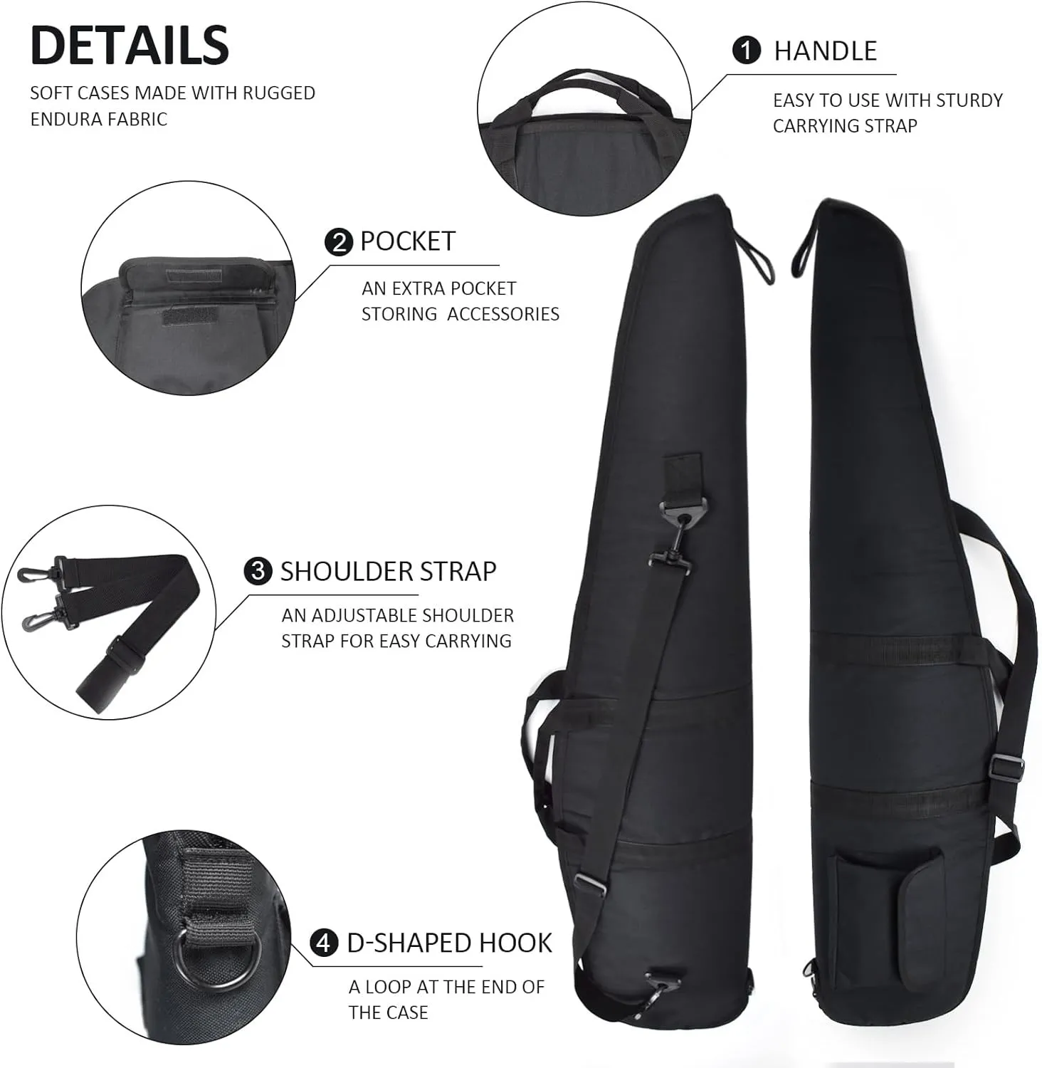 AUMTISC Soft Rifle Gun Case, 41/45/49 Inch Shotgun Carrying Bag for Scoped Rifles with Adjustable Shoulder Sling