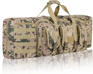 AUMTISC Tactical Double Gun Case, Long Rifle Soft Shotgun Bag, Lockable Pistol Shooting Range Backpack for Transportation, 38" 42"