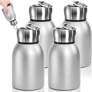 AVLA 4 Pack 10oz Mini Stainless Steel Water Bottle, Vacuum Insulated Sport Tumbler Cup, Leak-Proof Travel Coffee Mug for Hot and Cold Drinks, Women Gifts, Lunch Bag Camping Hiking Trips, Silver