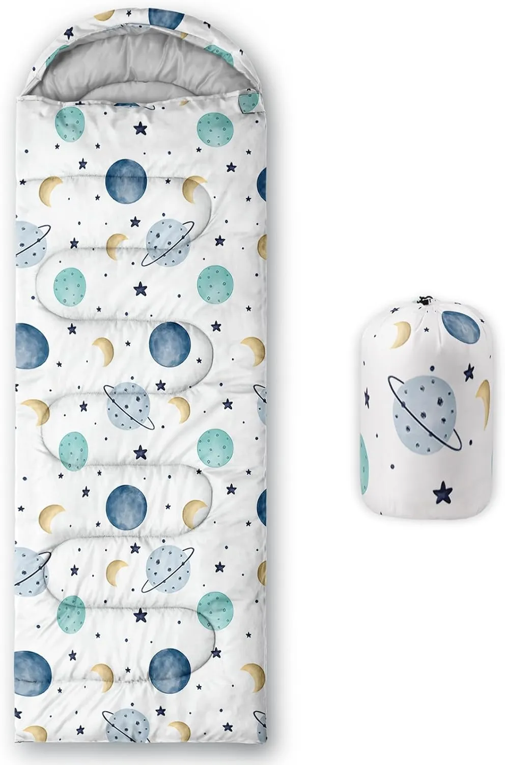 Axolotl Moon and Stars Sleeping Bag for Adults,Black White Waterproof Lightweight Camping Bag,3 Season Warm and Cool Weather Backpacking Bag for Women Men,Traveling and Outdoors Camping Gear Equipment