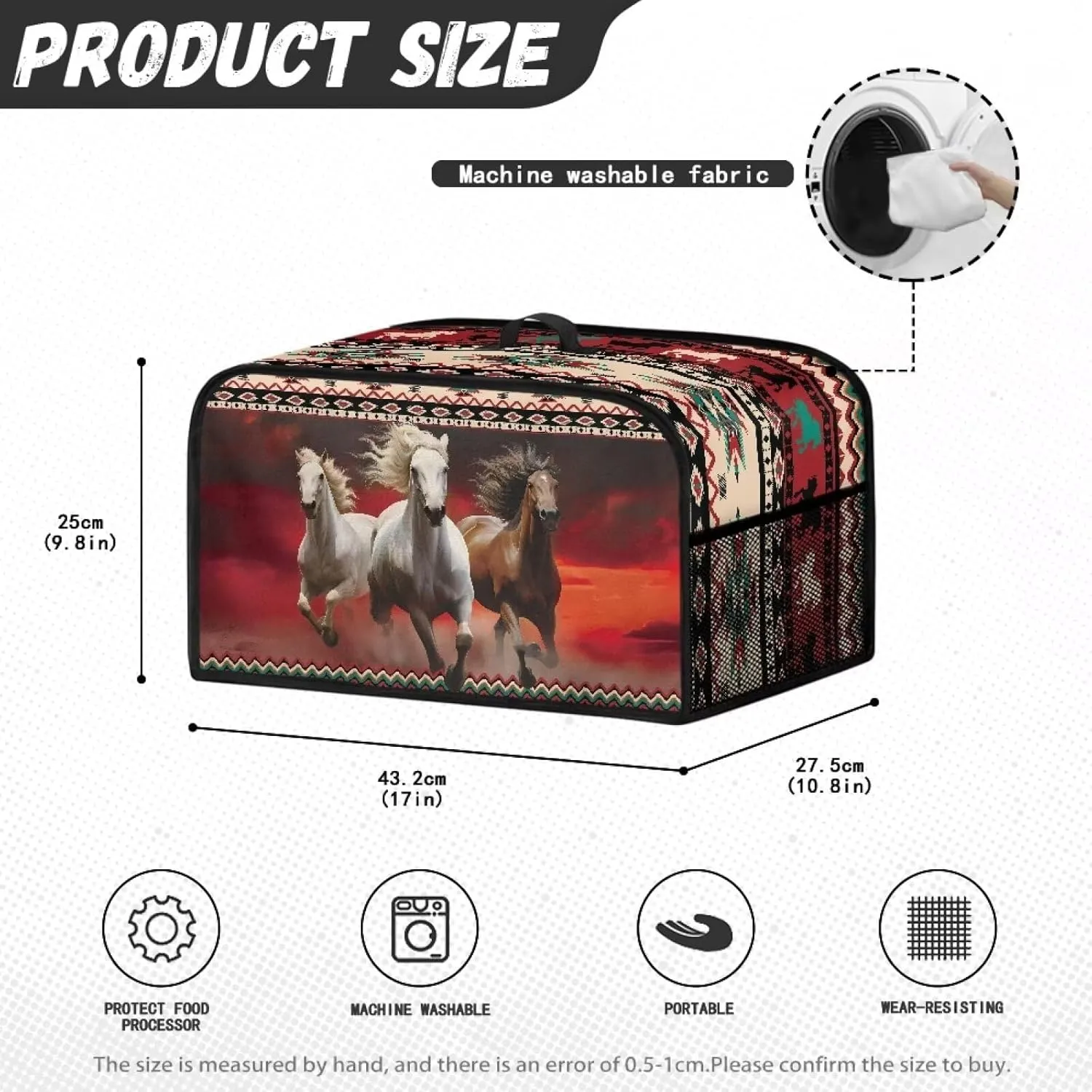 Aztec Slow Cooker Dust Cover Horse Small Appliance Covers Southwestern Navajo Slow Cooker Bags Western Air Fryer Cover Machine Washable