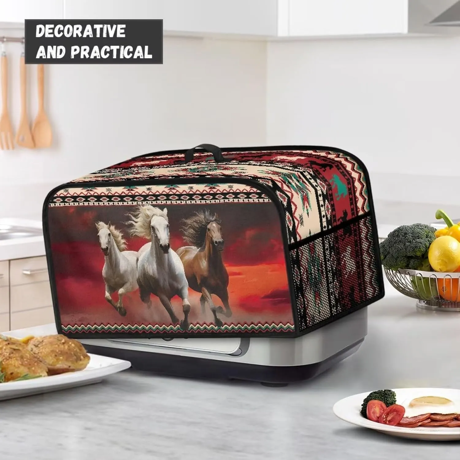 Aztec Slow Cooker Dust Cover Horse Small Appliance Covers Southwestern Navajo Slow Cooker Bags Western Air Fryer Cover Machine Washable