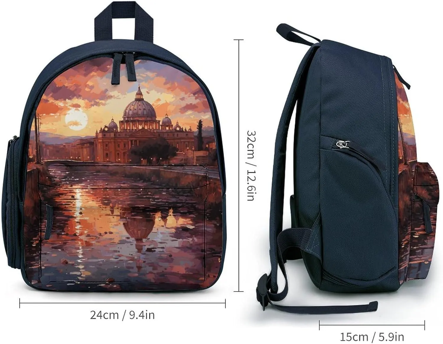 Backpack for Men Women Rome Sunset Laptop Backpack Lightweight Casual Bookbag for Business Hiking (blue-style)