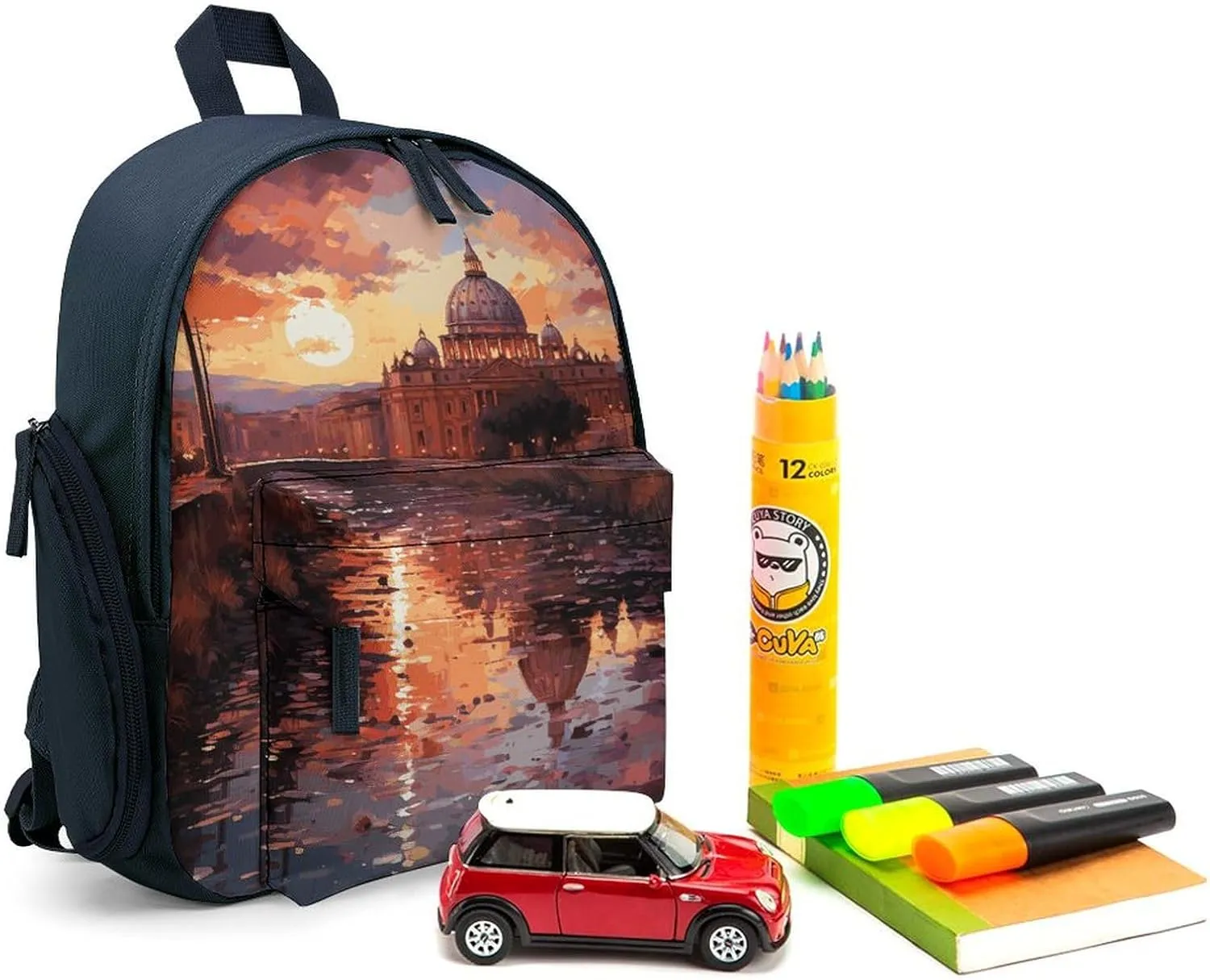 Backpack for Men Women Rome Sunset Laptop Backpack Lightweight Casual Bookbag for Business Hiking (blue-style)