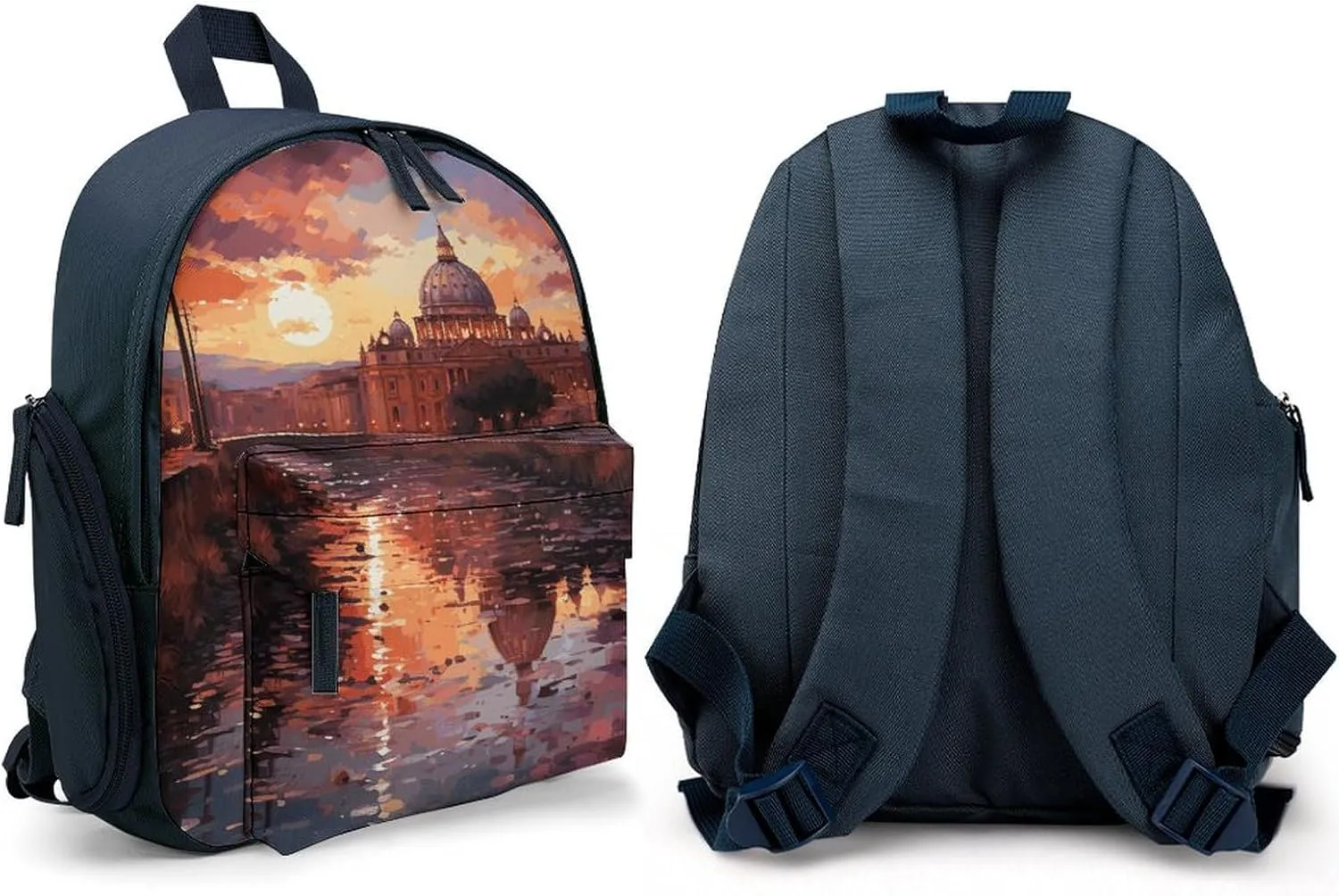 Backpack for Men Women Rome Sunset Laptop Backpack Lightweight Casual Bookbag for Business Hiking (blue-style)