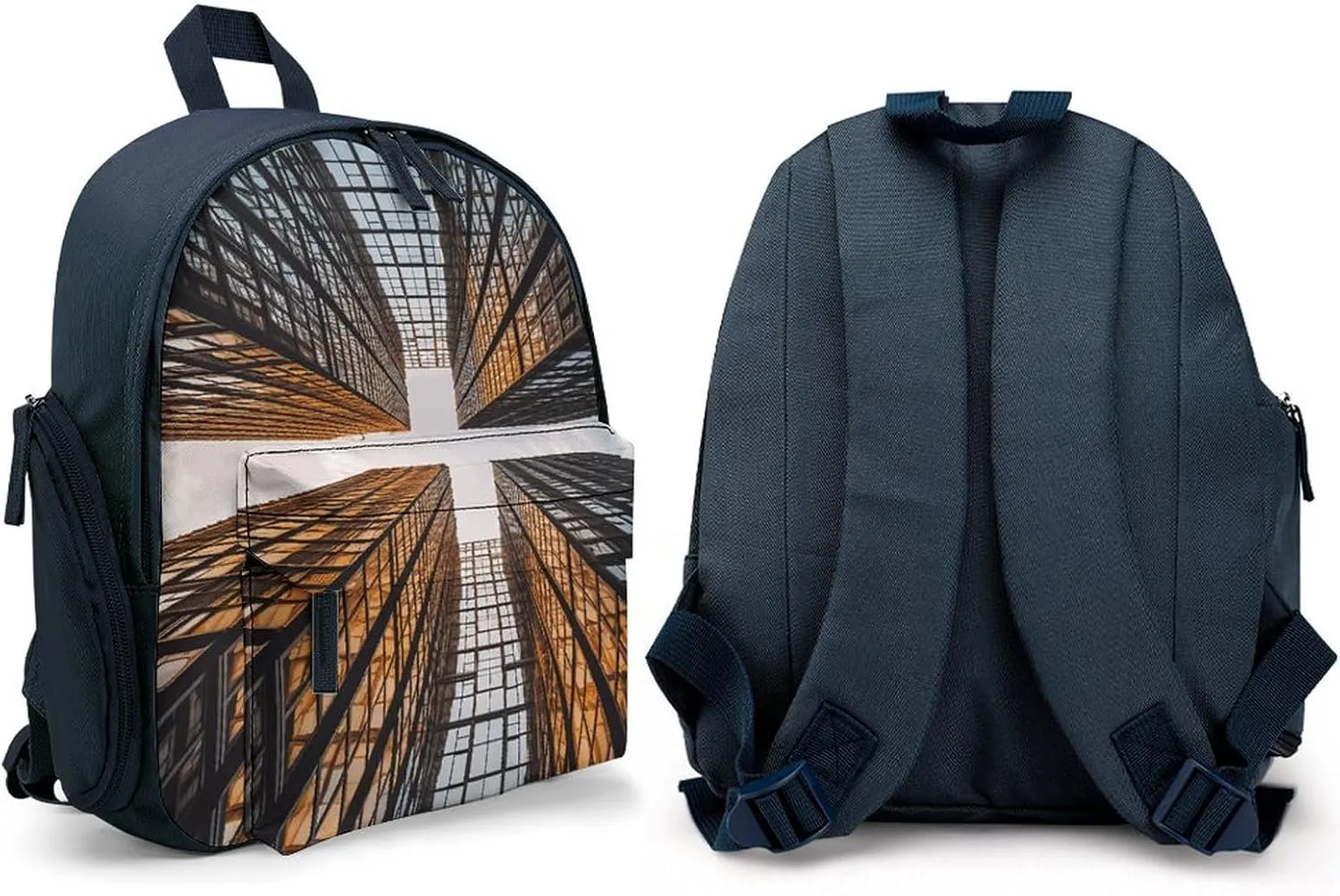 Backpack for Men Women Skyscraper Looking Up at Sky Laptop Backpack Lightweight Casual Bookbag for Business Hiking (blue-style)