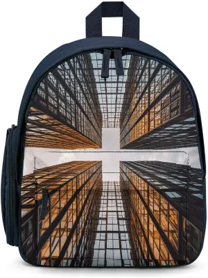 Backpack for Men Women Skyscraper Looking Up at Sky Laptop Backpack Lightweight Casual Bookbag for Business Hiking (blue-style)