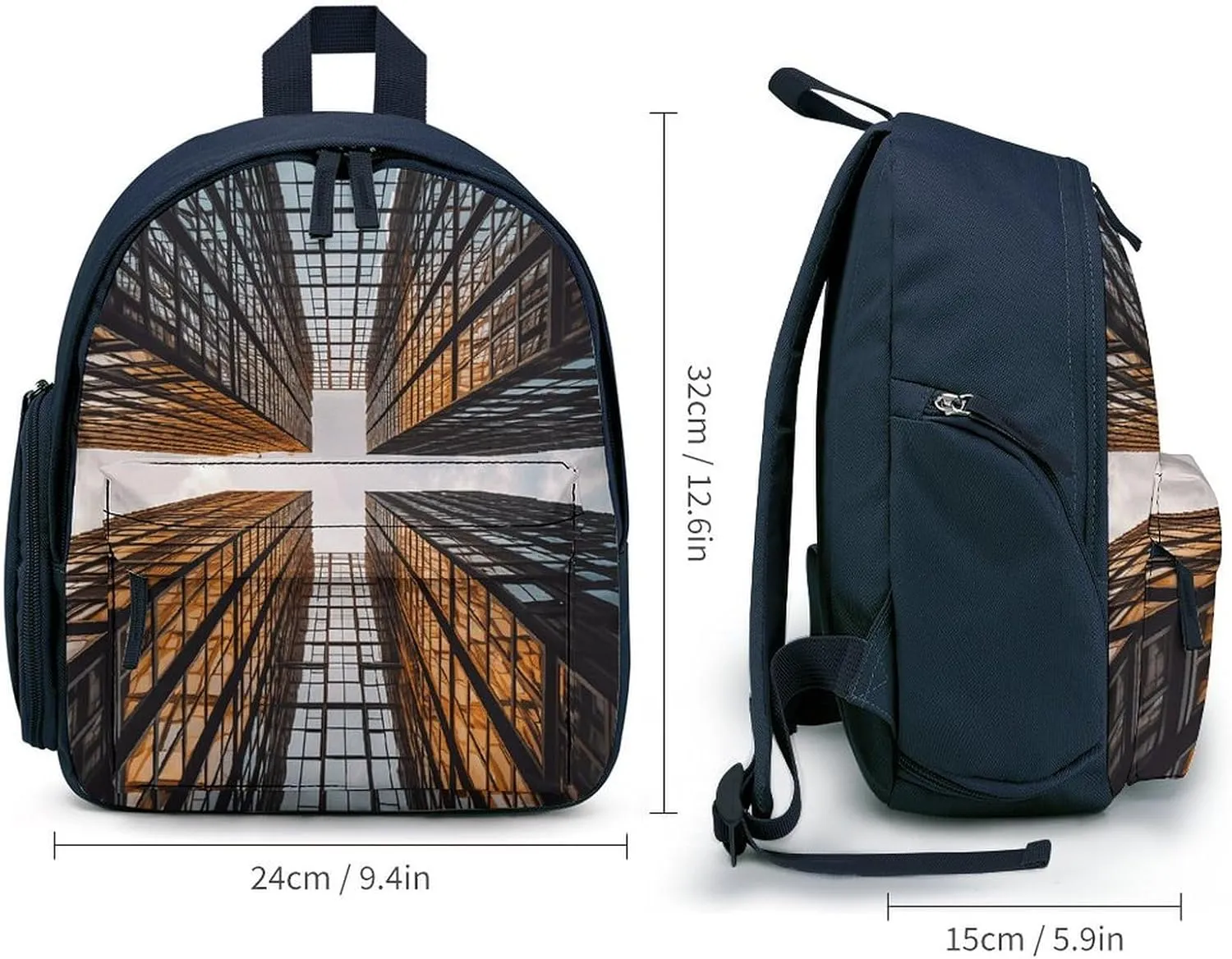 Backpack for Men Women Skyscraper Looking Up at Sky Laptop Backpack Lightweight Casual Bookbag for Business Hiking (blue-style)