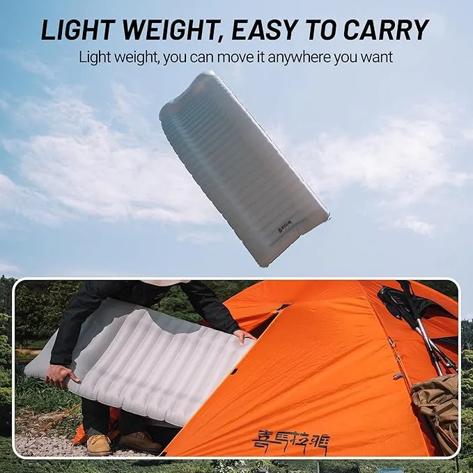 Backpacking Sleeping Pad with Pillow Inflatable Sleeping Pad for Camping with 4-Layer Design - 3.3 R Value - Thick 3.9" -20D Nylon TPU Reversible Sleeping Pad Lightweight Waterproof Camping Essentials