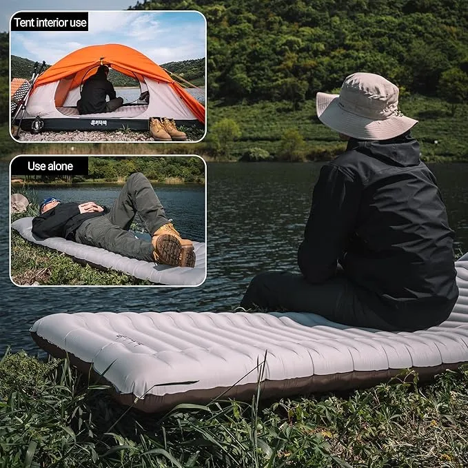 Backpacking Sleeping Pad with Pillow Inflatable Sleeping Pad for Camping with 4-Layer Design - 3.3 R Value - Thick 3.9" -20D Nylon TPU Reversible Sleeping Pad Lightweight Waterproof Camping Essentials