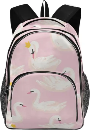 Backpacks 22L Three Layer Arc Book Bag Lightweight for Travel Camping Hiking Rucksack Daypack Kids & Adults White Swans