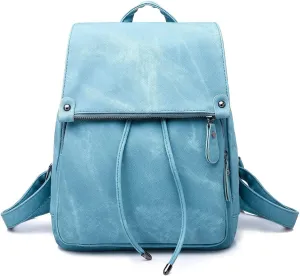 Backpacks and Purses for Women Waterproof Anti-theft Lightweight PU Leather Nylon Shoulder Bag Travel Rucksack, Blue, One Size