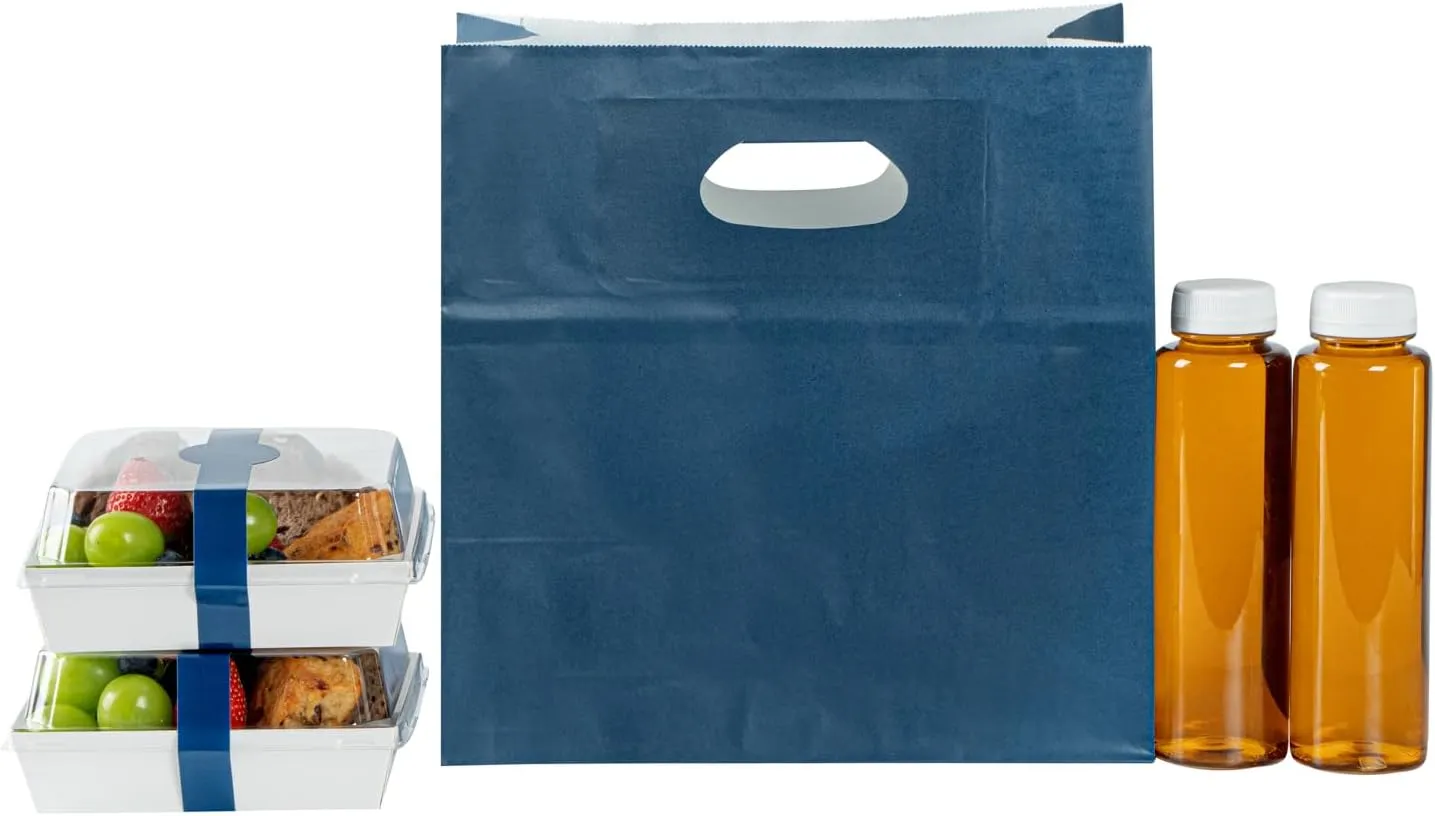Bag Tek Rectangle Paper Take Out Bag - with Handles - 11" x 7" x 11" - 100 count box