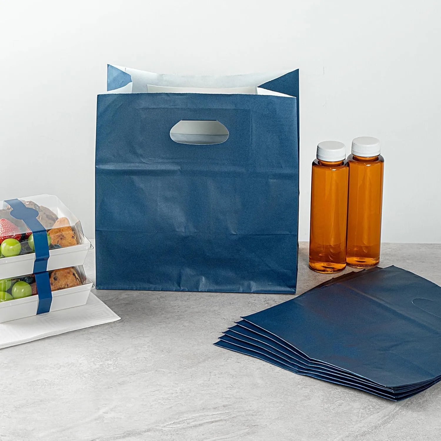 Bag Tek Rectangle Paper Take Out Bag - with Handles - 11" x 7" x 11" - 100 count box