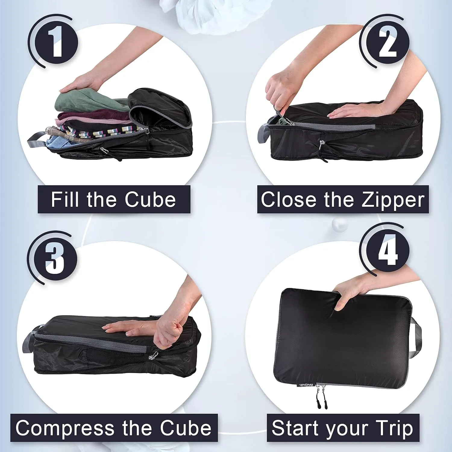 BAGAIL 5 Set/6 Set Ultralight Compression Packing Cubes Travel Accessories Expandable Packing Organizers