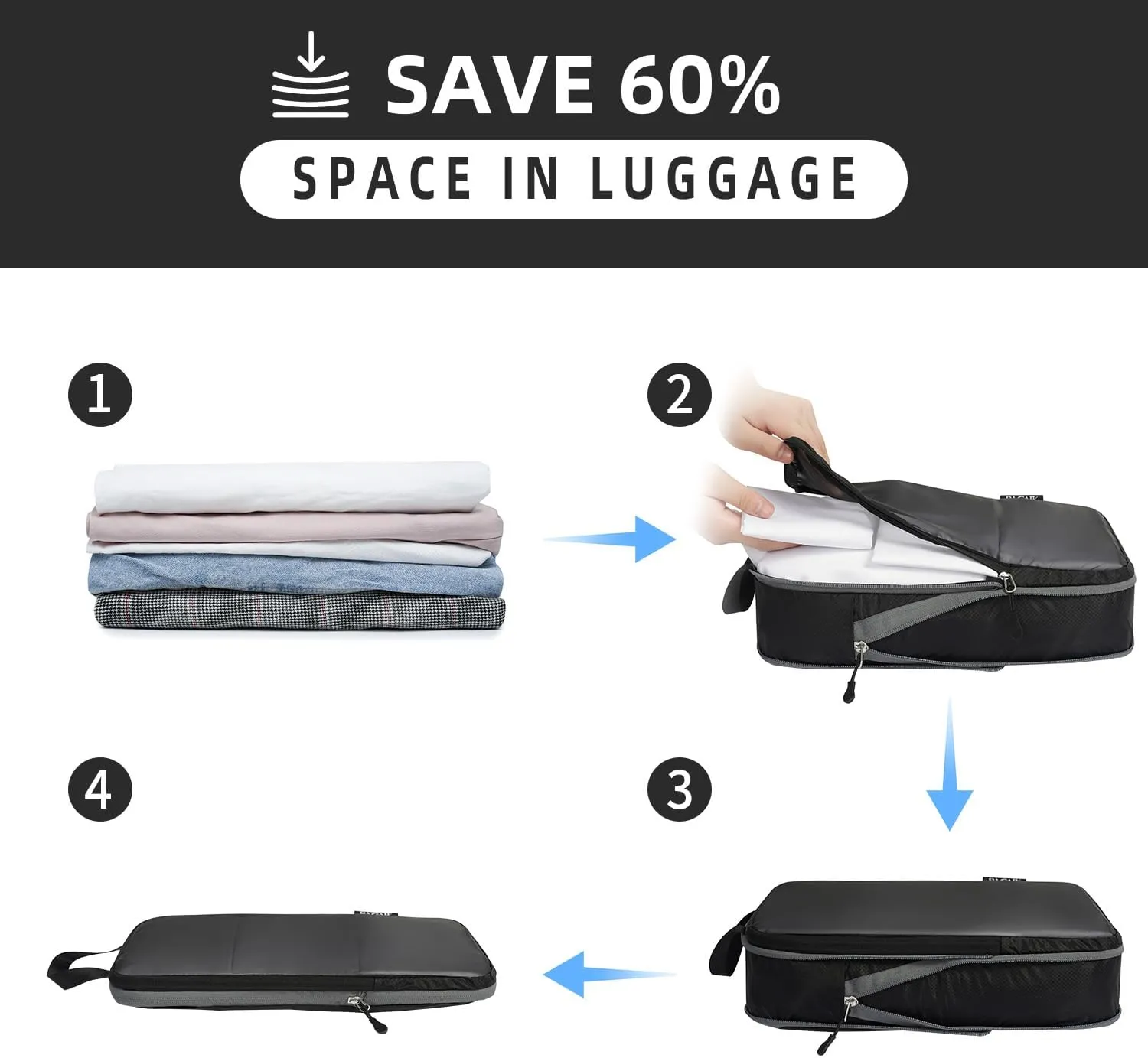 BAGAIL 5 Set/6 Set Ultralight Compression Packing Cubes Travel Accessories Expandable Packing Organizers