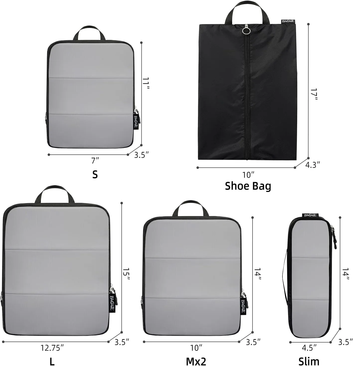 BAGAIL 5 Set/6 Set Ultralight Compression Packing Cubes Travel Accessories Expandable Packing Organizers