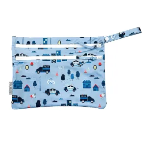 BapronBaby Be Brave Police Patrol Wet Dry Bag - Waterproof Two Zipper Pockets - Reusable for Mealtime, Diapers, Stroller, Snacks, Swimsuits - Machine Washable - 11" x 9"