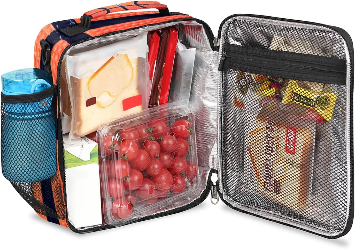 Bardic Basketball Lunch Box for Kids, Texture Ball Sport Insulated Lunch Bag for Boys Girls, Reusable Waterproof Lunch Box with Adjustable Shoulder Strap Cooler Tote Bag for School, Work, Picnic…