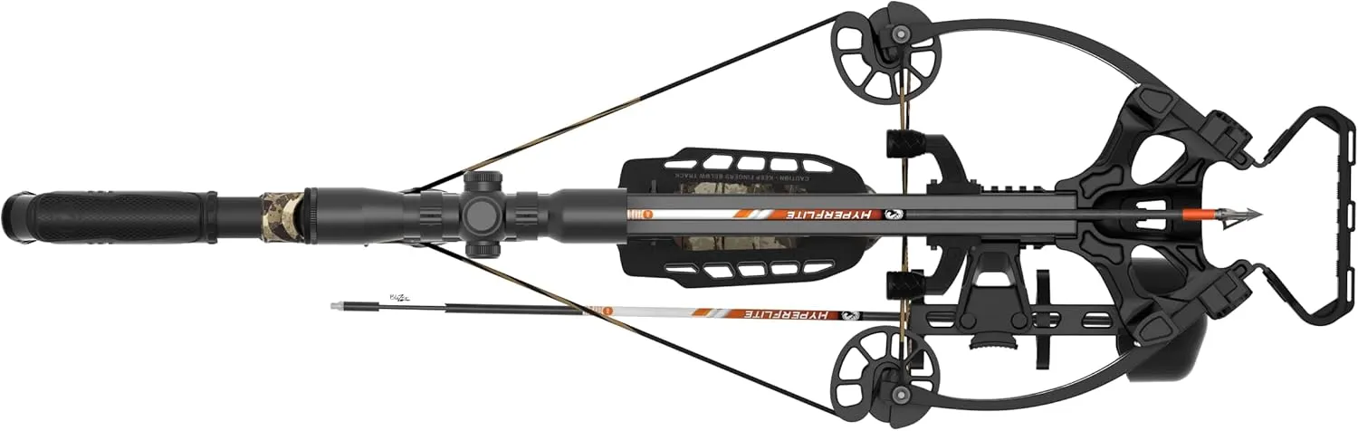 Barnett Archery Hyper XP 405 Crossbow with Two Hyperflite 22" Arrows, Illuminated 4X32mm Scope, and Rope Cocking Device, and Lightweight Side Mount Quiver