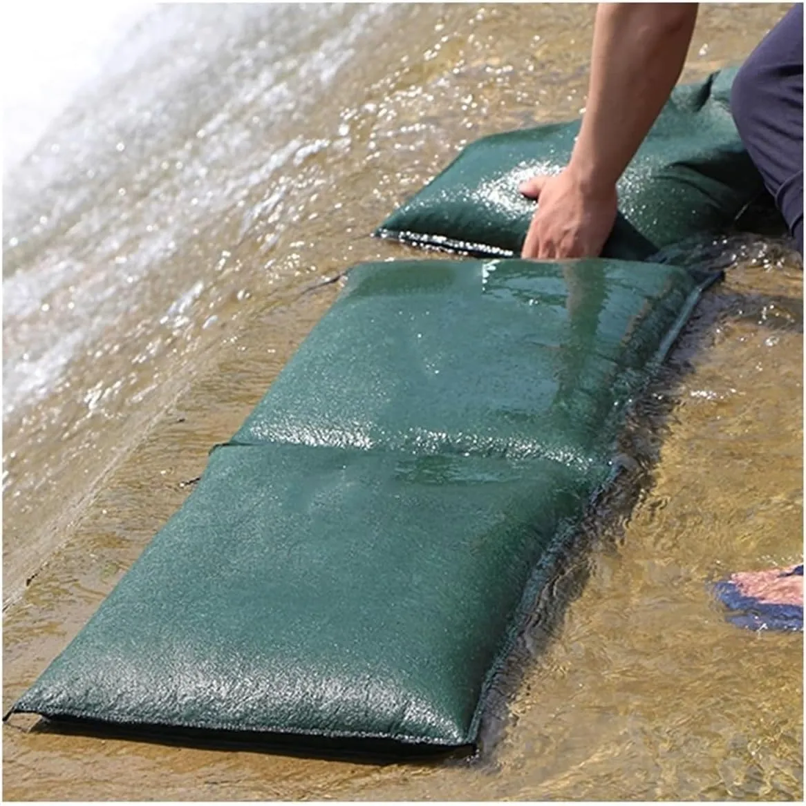 Barrier Flood, Sandless Sand Bags, Self-Priming Flood Barrier Sandbags, for Flooding Water Absorbent Mat Flood Prevention Reusable Sand Bags, for Flood Control, 10 Pieces