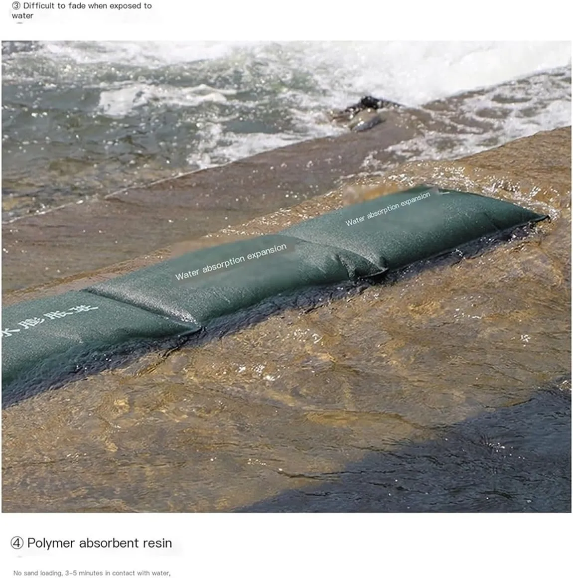 Barrier Flood, Sandless Sand Bags, Self-Priming Flood Barrier Sandbags, for Flooding Water Absorbent Mat Flood Prevention Reusable Sand Bags, for Flood Control, 10 Pieces