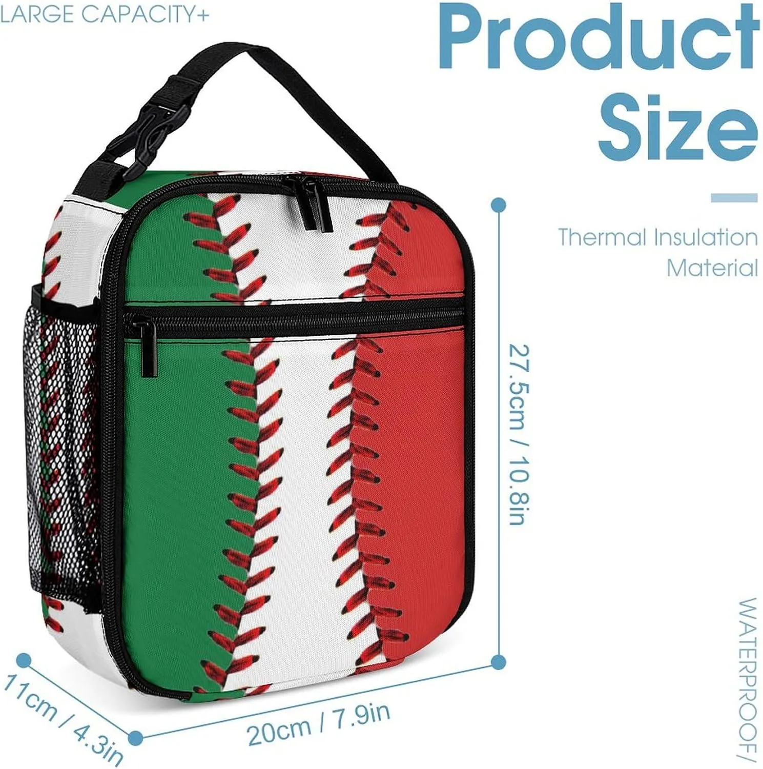 Baseball Backpack Travel Camping with Lunch Box Set for Work Office College Picnic, 3 in 1 Backpacks Matching Combo