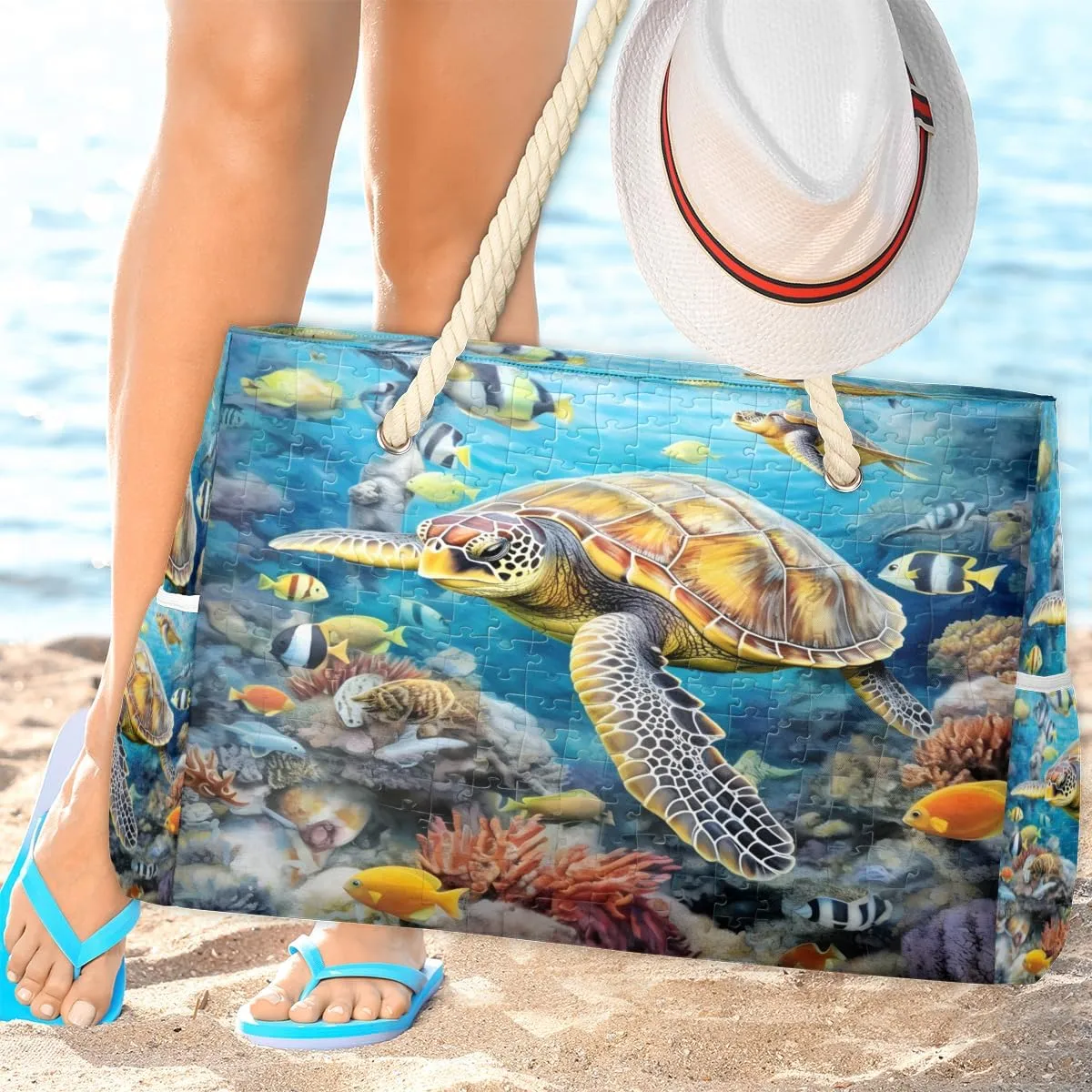 Beach Bags for Women, Large Waterproof Beach Tote Bag for Gym Grocery Travel
