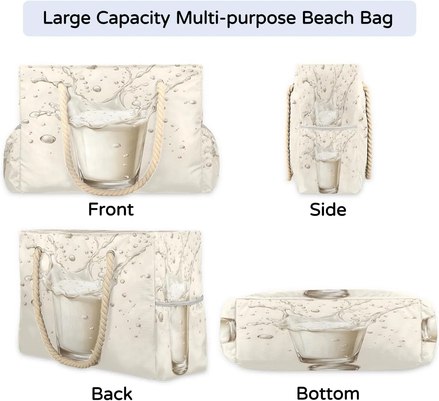 Beach Bags for Women, Large Waterproof Beach Tote Bag for Gym Grocery Travel