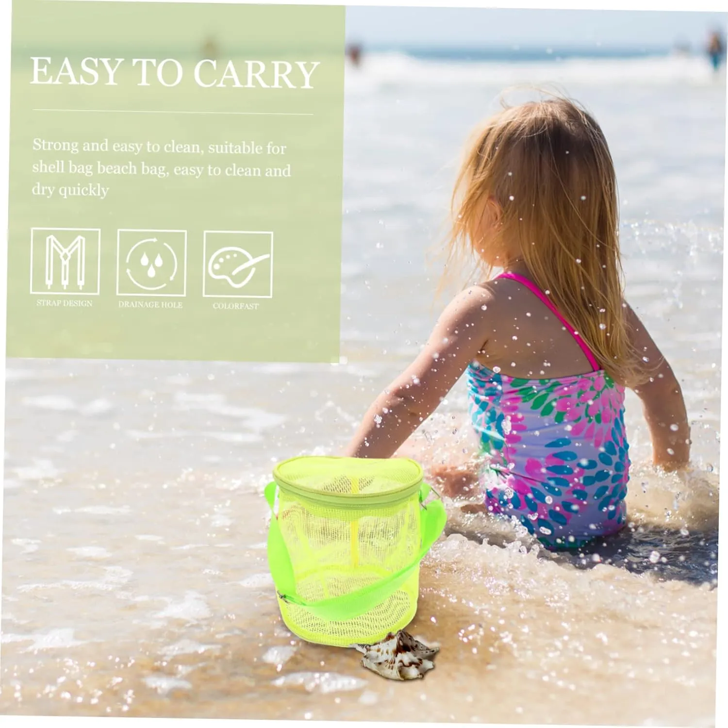 Beach Storage Bag Beach Toys for Kids Beach Tote Bag Bag Organizer for Backpack Mesh Summer Bags Beach Net Bag Beach Toy Tote Beach Toy Bucket Mesh Bucket Sand Toy Bag Green Child