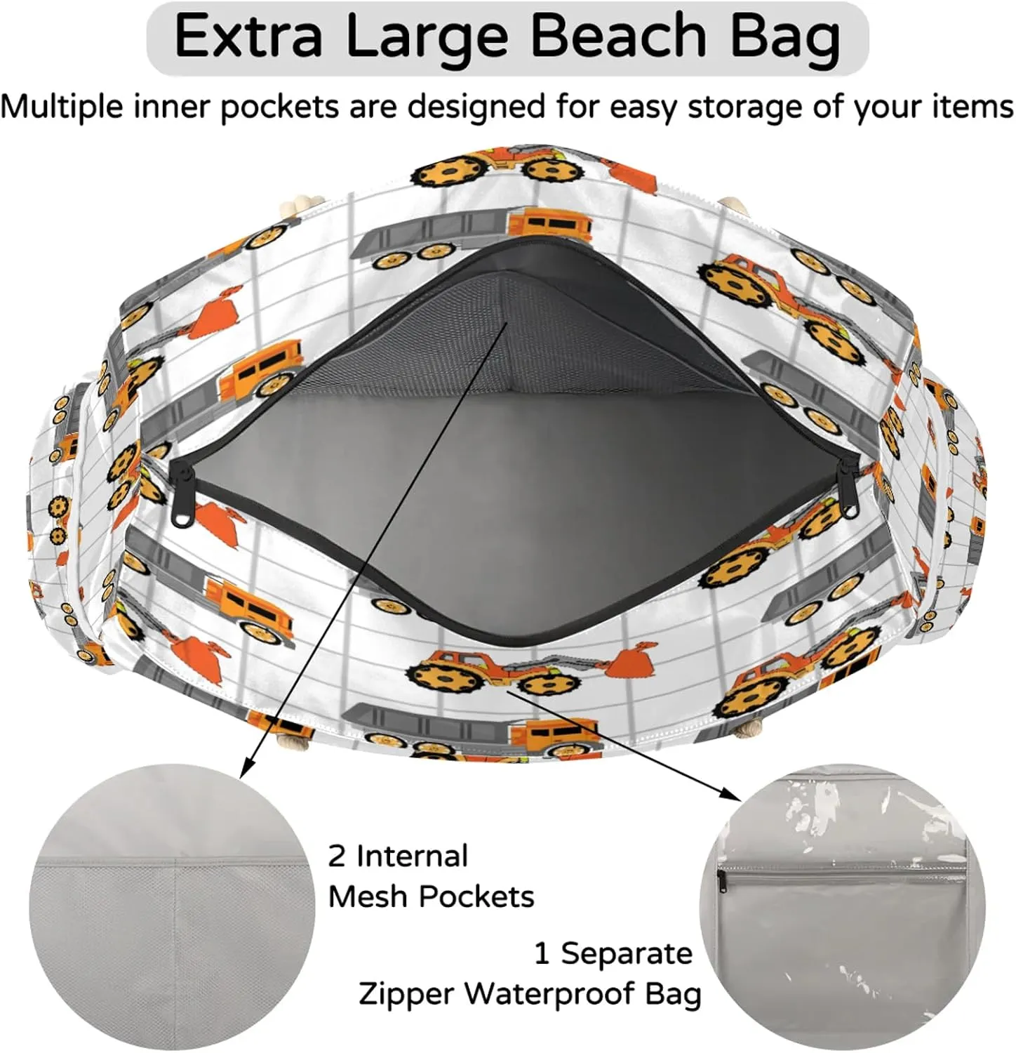 Beach Tote Bags for Women with Zipper Large Pool Bags for Swimming Travel Gym