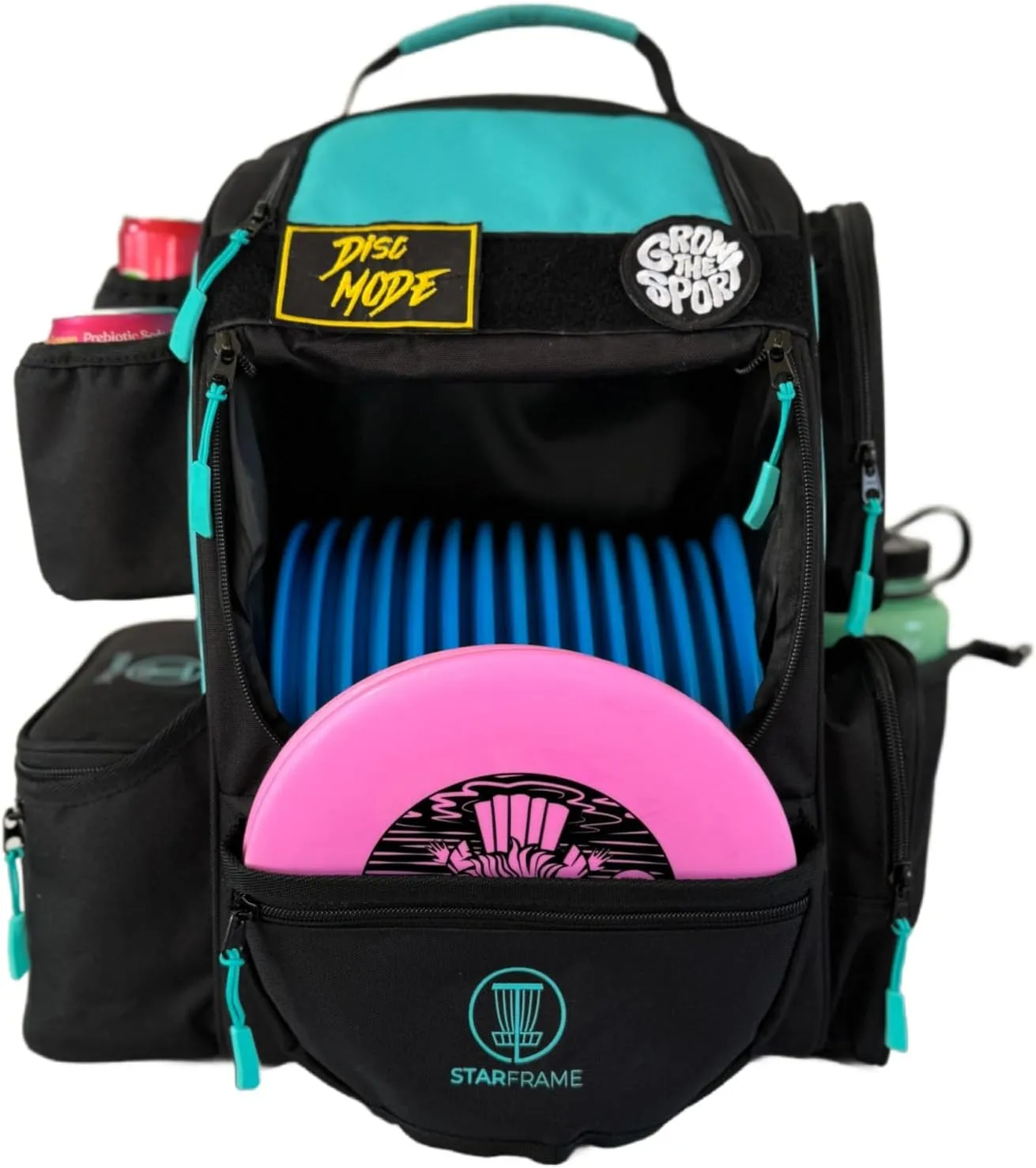 Beast Disc Golf Bag With Cooler | 25  Disc Frisbee Golf Backpack | 3-Can Insulated Cooler | Light Durable Gray Men Women Disc Golf Bag | Huge Storage & 12oz Can Holders